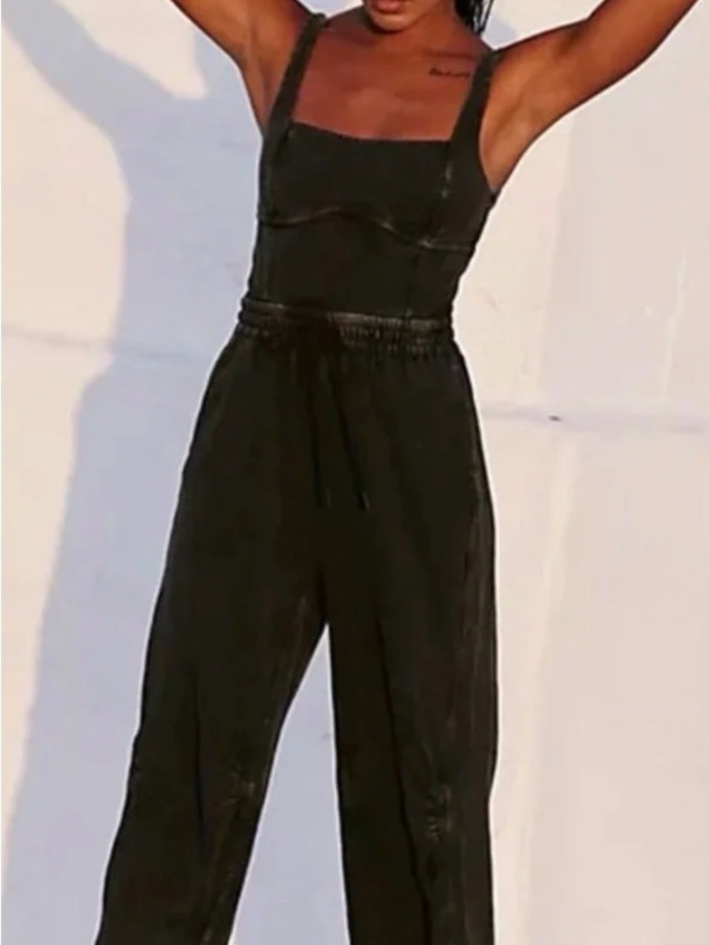 FP Movement by Free People Black Utility Jumpsuit with Drawstring Waist